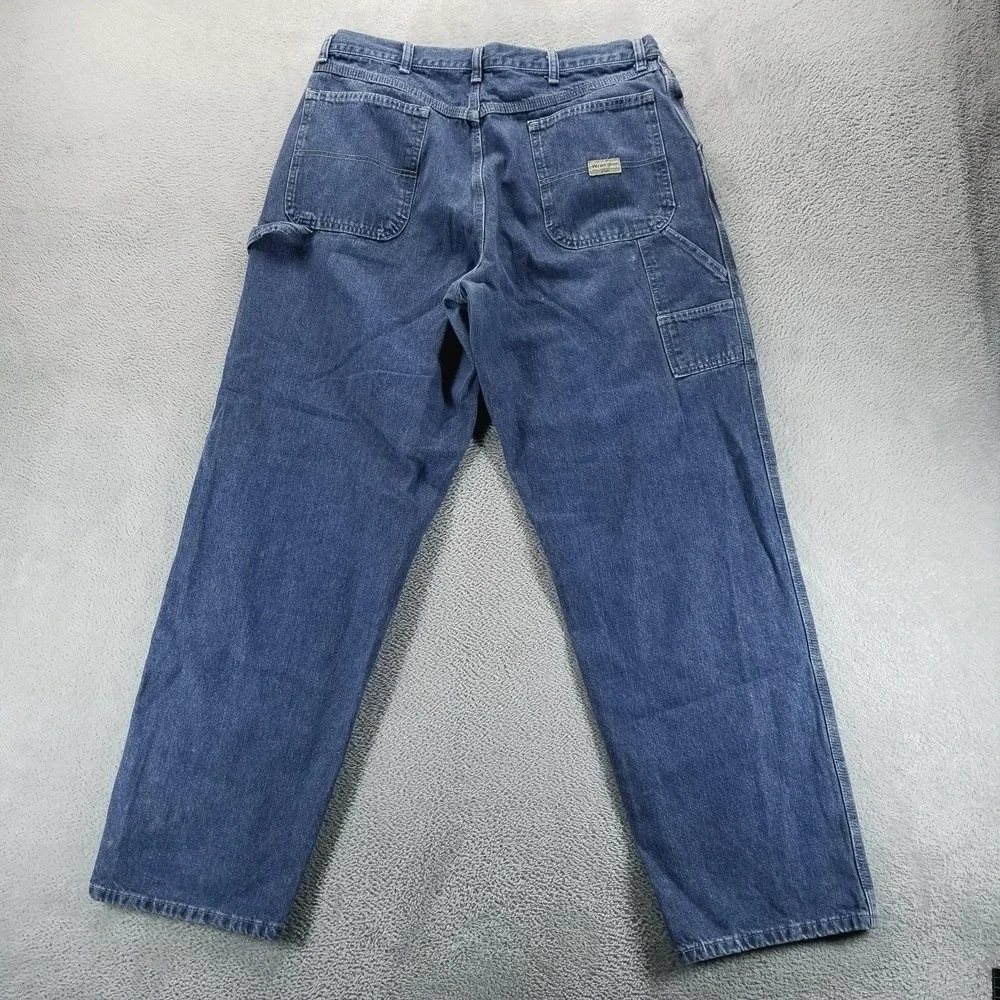 Wrangler Jeans Mens 36x34‎ Blue Relaxed Straight Medium Denim Workwear